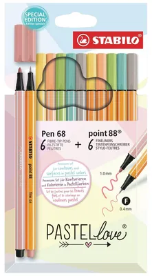 Obrázok produktu pre STABILO 6888/12-7-7 pero s plsteným hrotom / fixka Pen68/Point88 Pastel Love - balenie 12 ks