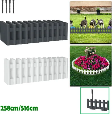 Produktbild von UISEBRT 6 Stück Anthrazit Garteneinfassung, 2,58m, Holzoptik Landschaftseinfassung, Rasenkante für Garten, Blumengarten, Terrasse, Outdoor Weggestaltung