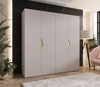 Obrázok produktu pre Štvordverová šatníková skriňa 200 cm AMARIS 1 - kašmír / zlaté úchyty
