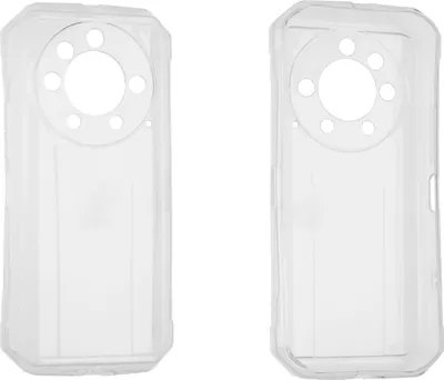 Two transparent phone cases are shown side-by-side against a white background.