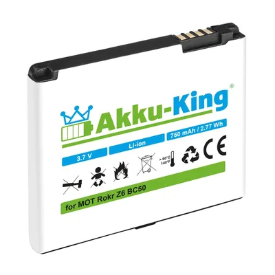 Produktbild von Akku kompatibel mit Motorola Krzr K1, Rizr Z3, Rokr Z6, SLVR L2, L6, L7, C261, Aura - ersetzt BC50, CFNN7007
