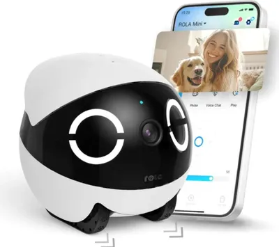 Produktbild von Enabot Rola Mini Haustier Roboter Kamera mit App-Steuerung Zwei-Wege-Audio Automatischer Fahrmodus Interaktiv für Katzen & Hunde