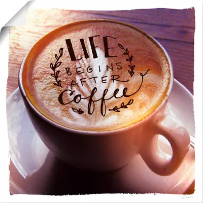 Produktbild von ARTland Poster Das Leben beginnt nach dem Kaffee Größe: 50x50 cm