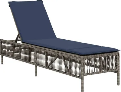 Produktbild von Sonnenliege mit Kissen Grau Poly Rattan