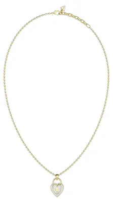 Obrázek produktu pro Guess JUBN06063JWYGT/U Dámský náhrdelník ve tvaru srdce z nerezové oceli, bílé zlato, 45,5 cm