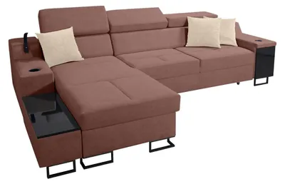 Produktbild von MIRJAN24 Ecksofa Alicante I Maxi, Schlaffunktion und Bettkasten, Lampe mit USB-Anschluss, L-Form Polsterecke (Uttario Velvet 2955 + Uttario Velvet 2978, Seite: Links)