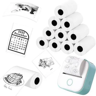 Produktbild von Famanu Thermisches Druckerpapier 53x28 mm - 12 Rollen selbstklebend