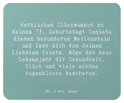 Produktbild von Mr. & Mrs. Panda Mouse Pad Spruch 73. Geburtstag Meilenstein - Meeresbrise - Geschenk, Geschenke, Mousepad, Mauspad, Feier, Alter, mausteppich, Happy Birthday, Gesundheit