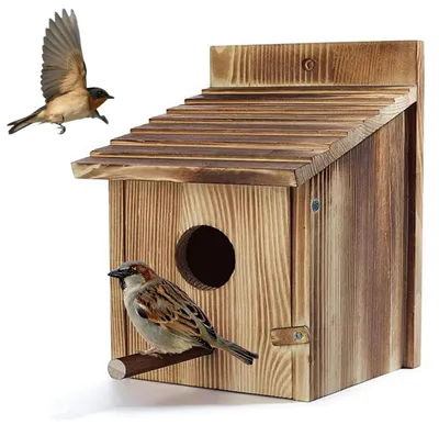 Produktbild von Vogelhaus zum Aufhängen Nistkasten Meisen 15 x 15 x 22 cm Naturholz