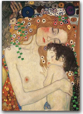 Produktbild von Poster - Canvas - Leinwand - 59,4 cm x 84,1 cm - Fotoposter - Leinwandkunst - Mutter und Kind Gustav Klimt
