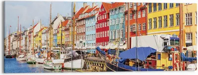 Produktbild von Bild auf Leinwand - Leinwandbild - 3 Teile - Kopenhagen Nahavn Schiffe - 150x50cm - Wand Bild - Wanddeko - Wandbilder - Leinwanddruck - Bilder - Wanddekoration - Leinwand bilder - CA150x50-4205