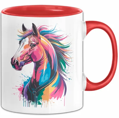 Produktbild von Pferd Tier Liebhaber Tasse Becher Geschenk Lustige Geschenkidee Spruch (Rot)