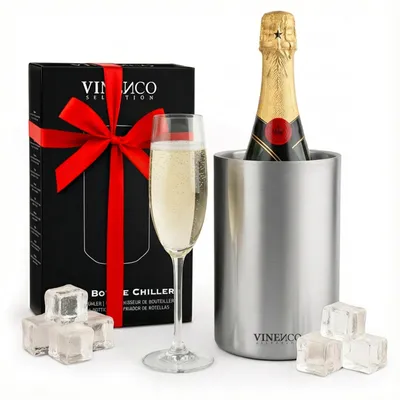 Immagine prodotto di Raffreddatore per vino in acciaio inossidabile, a doppia parete e isolato | Raffreddatore per bottiglie, ideale per vino e champagne