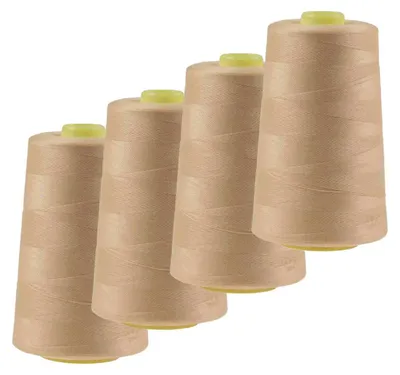 4 x 4572m Polyester Overlock Garn dunkle mandelgelb