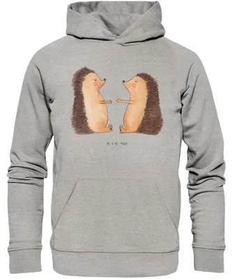 Produktbild von Mr. & Mrs. Panda Sweathoodie Igel Liebe Größe M - Heather Grey - Geschenk, Sweatshirt, Hochzeit, Freundin, Hoodie, Kapuzenpulli, Hochzeitstag, Statement-Hoodie, Pullover