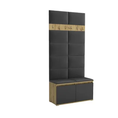 Produktbild von Garderobe LUTON 1 – Farbe ARTISAN 16 Schwarz, moderner Schrank 40x100x213 cm, funktionale Lösung für den Flur, Garderobeschrank, Flurmöbel