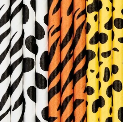 Image de Pailles Tubes ANIMAUX Animaux Safari Zoo 10 pièces