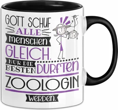 Produktbild von Zoologin Geschenk Becher Tasse Gott Schuf Alle Menschen Gleich Nur Die Besten Durfeten Zoologin Werden Geschenkidee Lustig (Schwarz)