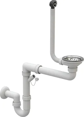 Produktbild von Granitan Küchenspülen Siphon, Küchenspülenablauf mit Anschluss Geschirrspülmaschine, Ablaufgarnitur für Becken, Einzeln Form, Chrom
