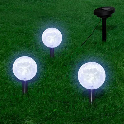 Produktbild von vidaXL Solarkugel 3 LED Gartenleuchten mit Erdspießen & Solarmodul