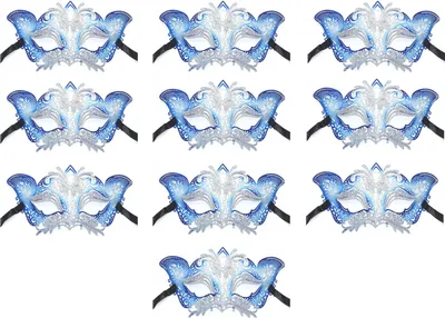 Produktbild von 10 Stück Blaue Venezianische Masken (Metall)