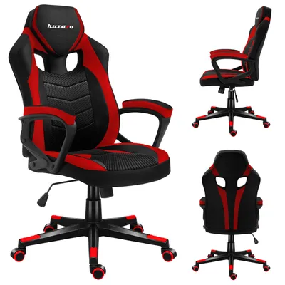 Produktbild von Huzaro Force 2.5 | Gaming Stuhl Bürostuhl Computerstuhl | Höhenverstellbar drehbar mit Wippfunktion | bis 140 kg belastbar | Stoff | Schwarz Rot