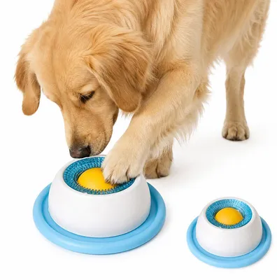 Produktbild von Hundeleckball 2er Set, Schleckspielzeug Hund & Katze, Hundebeschäftigung mit Futter, Anti-Langeweile Leckmatte, Slow Feeding