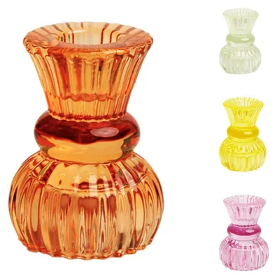 Image de Talking Tables, 1 support en verre orange texturé pour bougies, modèle à 3 niveaux