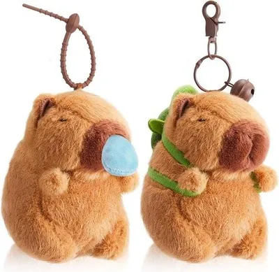 Image de Porte-clés en peluche - Jouet réaliste en peluche Capybara - Pendentif Capybara pour sac à dos - Cadeau d'anniversaire