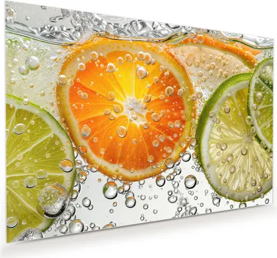 Produktbild von Glasbild 60x40cm in XXL für Wohnzimmer, Schlafzimmer Motiv Frucht Spritzer