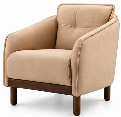 Obrázek produktu pro Křeslo, béžová barva, moderní design, látka, dřevo, čalouněné, křeslo do obývacího pokoje