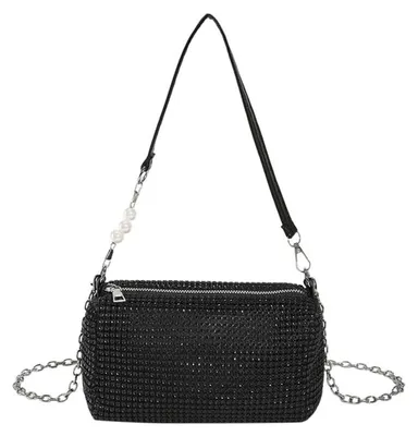 Immagine prodotto di Pochette argentata glitterata - Pochette da donna con tè profumato (nera)