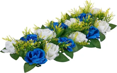 Productafbeelding van Bloemenballen voor bruiloftdecoratie, kunstbloemenboeket, blauw en wit, 10 stuks