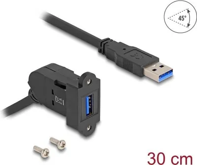 Immagine prodotto di DELOCK USB 5 Typ A Einbaubuchse 45°gewinkelt/Typ A St 30cm