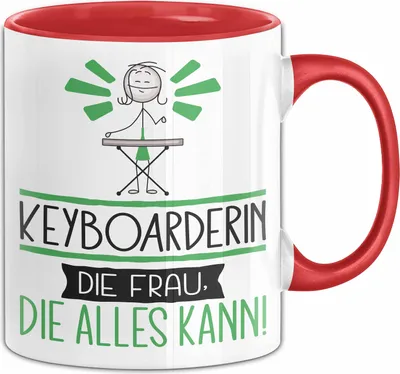 Produktbild von Keyboarderin Geschenk Tasse Becher Die Frau Die Allen Kann Geschenkidee für eine Keyboarderin Lustig (Rot)