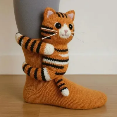 Zdjęcie produktu dla Huggy™ Hug Hug Skarpetki ze zwierzętami – urocze skarpetki 3D z zabawnymi motywami zwierzęcymi!: Tygrys