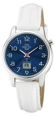 Master Time MTLA-101000-32L Damen-Funkuhr Lady Line Leder Weiß 1