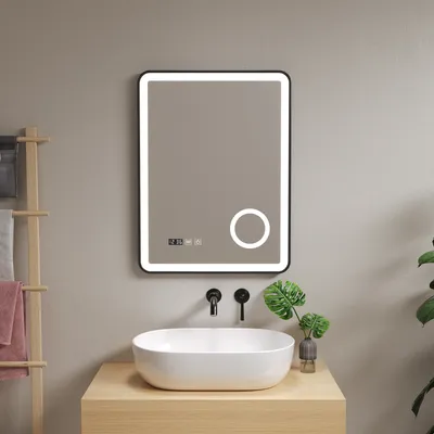 Produktbild von Lustro łazienkowe LED "Pescara" ze 120 diodami LED Aluminiowa rama 50 x 70 cm Czarny