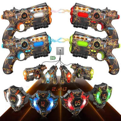 Laser-Tag-Set, aufladbar, 4 Spieler, 4 Pistolen & 4 Westen