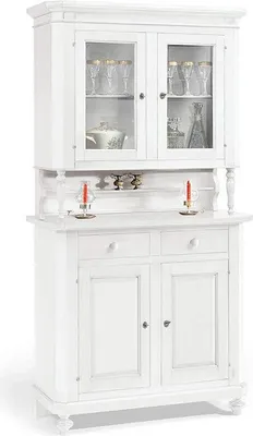 Immagine prodotto di MilaniHome.it - Vetrina Bianca 104x43x218 Per Interno Sala Da Pranzo Salotto Cucina Ufficio Massello Arte Poveradi coloreBianco