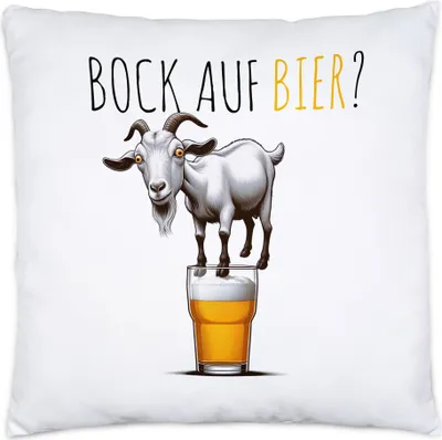 Produktbild von Bock auf Bier Verrückter Ziegenbock Kissen Inkl. Füllung - Feierabend Humor