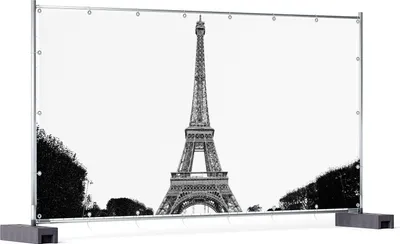 Produktbild von Wallario XXL Outdoor-Poster für Garten oder Balkon, Motiv Eiffelturm in Paris - schwarz weiß, in ca. 340 x 173 cm