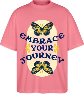 Produktbild von Spreadshirt Embrace Your Journey Hippie Y2K Spiritualität Retro Design Oversize Uni T-Shirt, XXL, Pink