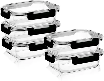 Image de Boîte de conservation pour préparation de repas, capacité 1 litre, lot de 5, idéale pour la cuisine, compatible lave-vaisselle et micro-ondes
