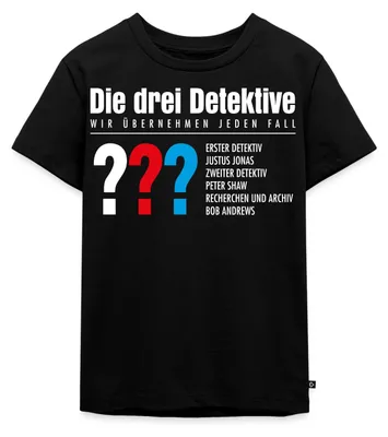 Produktbild von Spreadshirt Die Drei Fragezeichen Detektive Visitenkarte Kinder Premium T-Shirt, 98/104 (2 Jahre), Schwarz
