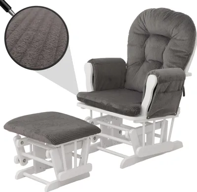 Produktbild von Relax fotel HWC-C76, fotel bujany fotel bujany ze stołkiem tkanina sznurek 320g/m² Oeko-Tex ~ ciemnoszary rama biały