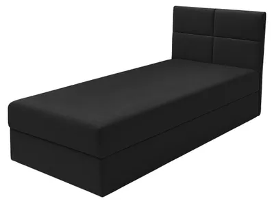 Obrázek produktu pro Studentská čalouněná postel - 80x180 cm - Černá - s úložným prostorem a čelem - Moderní jednolůžko - Pružinový zvedací mechanismus
