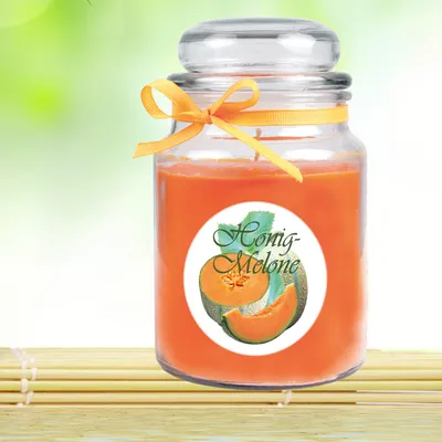 Imagen del producto de Vela perfumada en vaso, aroma a melón, 16 x Ø10 cm – Vaso grande con tapa, ideal para regalo y decoración del hogar, con una duración aproximada de 110 horas