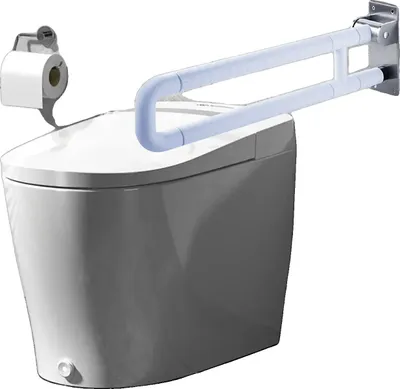 Immagine prodotto di Maniglione di sostegno a parete, acciaio inossidabile, 600 mm x 80 mm x 200 mm, portata 300 kg, impugnatura a leva, design antiscivolo