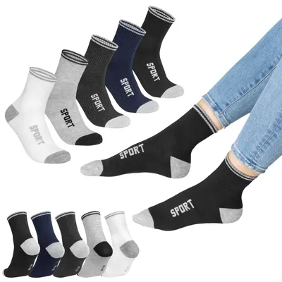 Produktbild von Sportsocken Uni Tennis-/Trainingsocken Baumwolle 5/10/20/30 Paar Damen Herren atmungsaktiv nahtlos Mehrfarbig 35-46 Mehrfarbig 20 Paar 35 - 38